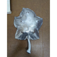 Leaf-Shaped Aluminum Decorative Tray Hammered Back 11" Length Elegant Silver Accent For Home Or Office