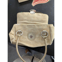 Bisou Bisou Beige & Gold Croc-Embossed Handbag With Dual Handles Turn Lock Closu