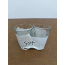 Set Of 2 Small Clear Glass Shot Glasses - Dual Holder Design Approx. 2.5" Tall