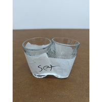 Set Of 2 Small Clear Glass Shot Glasses - Dual Holder Design Approx. 2.5" Tall
