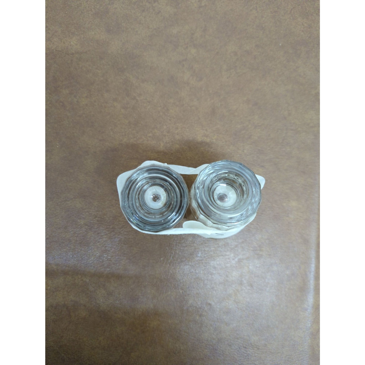 Set Of 2 Small Clear Glass Shot Glasses - Dual Holder Design Approx. 2.5" Tall