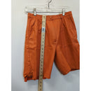Vintage Orange Leather Shorts With Pleats & Side Tabs 18" Length
