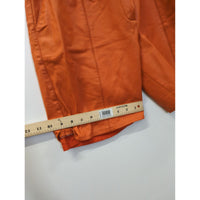 Vintage Orange Leather Shorts With Pleats & Side Tabs 18" Length