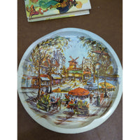 Vintage Metal Tray With Parisian Street Scene Art Designed By Daher 11" Diameter Made In England