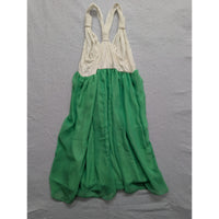Green & White Sleeveless Chiffon Dress By Nymphe Halter Style Lightweight & Flow