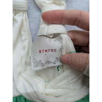 Green & White Sleeveless Chiffon Dress By Nymphe Halter Style Lightweight & Flow