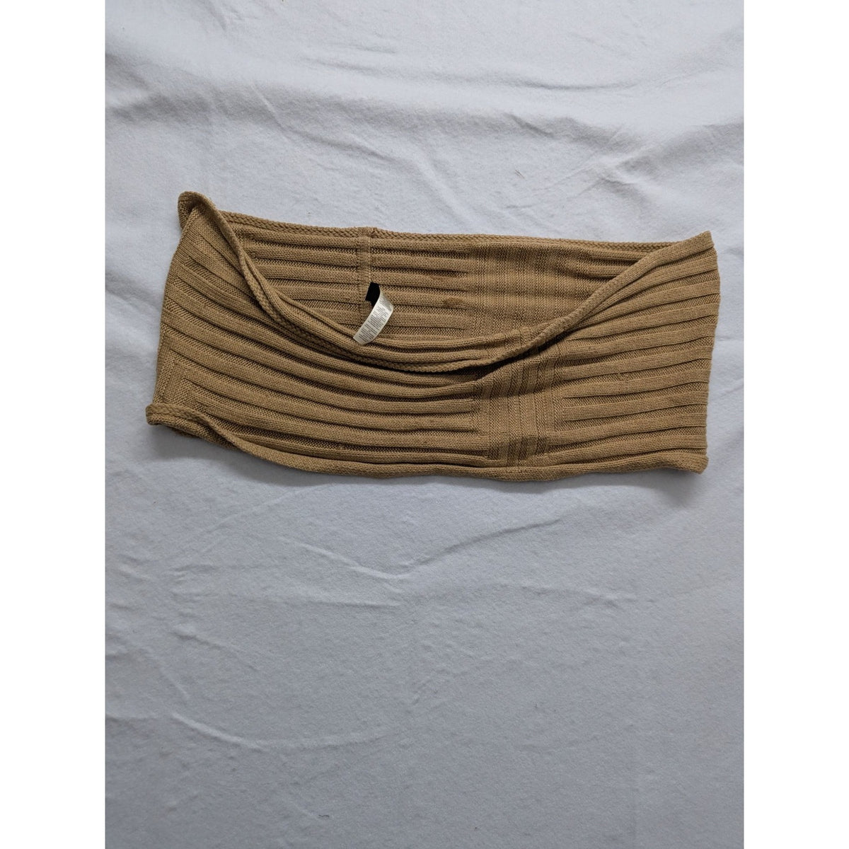 Womens Tan Ribbed Knit Tube Top XS