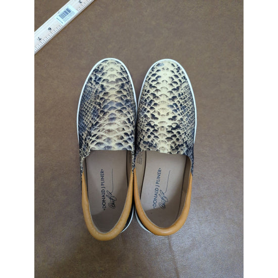 Donald J Pliner Womens Snake Print Slip-On Shoes Size 9 Brown & Tan Leather Trim