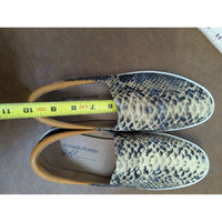 Donald J Pliner Womens Snake Print Slip-On Shoes Size 9 Brown & Tan Leather Trim
