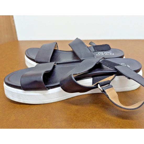 Franco Sarto Black Leather Strap Platform Sandals Size 11M