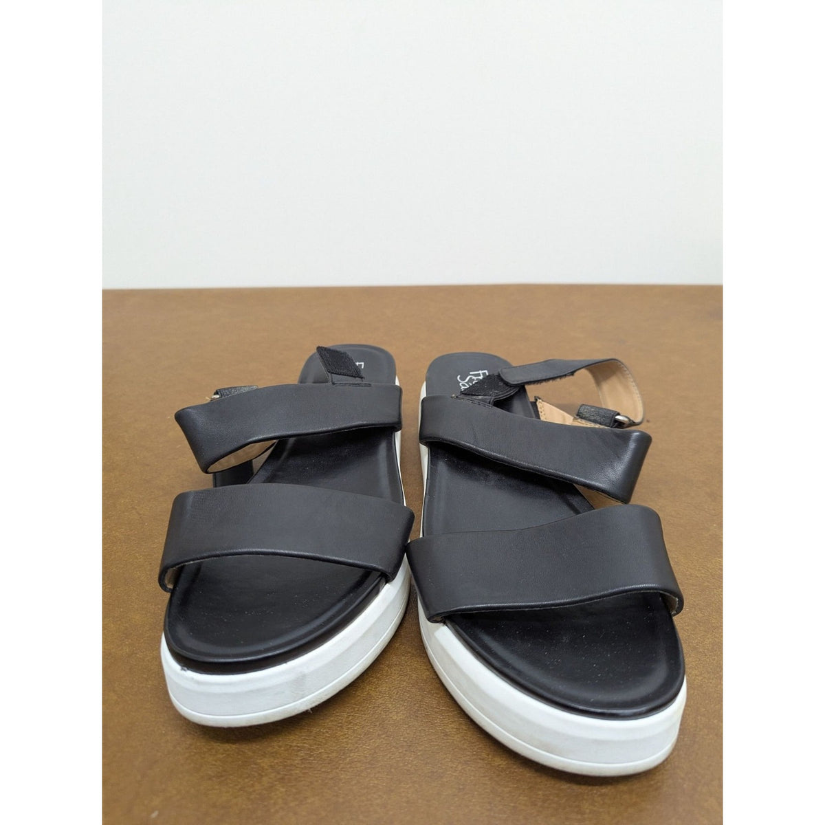 Franco Sarto Black Leather Strap Platform Sandals Size 11M