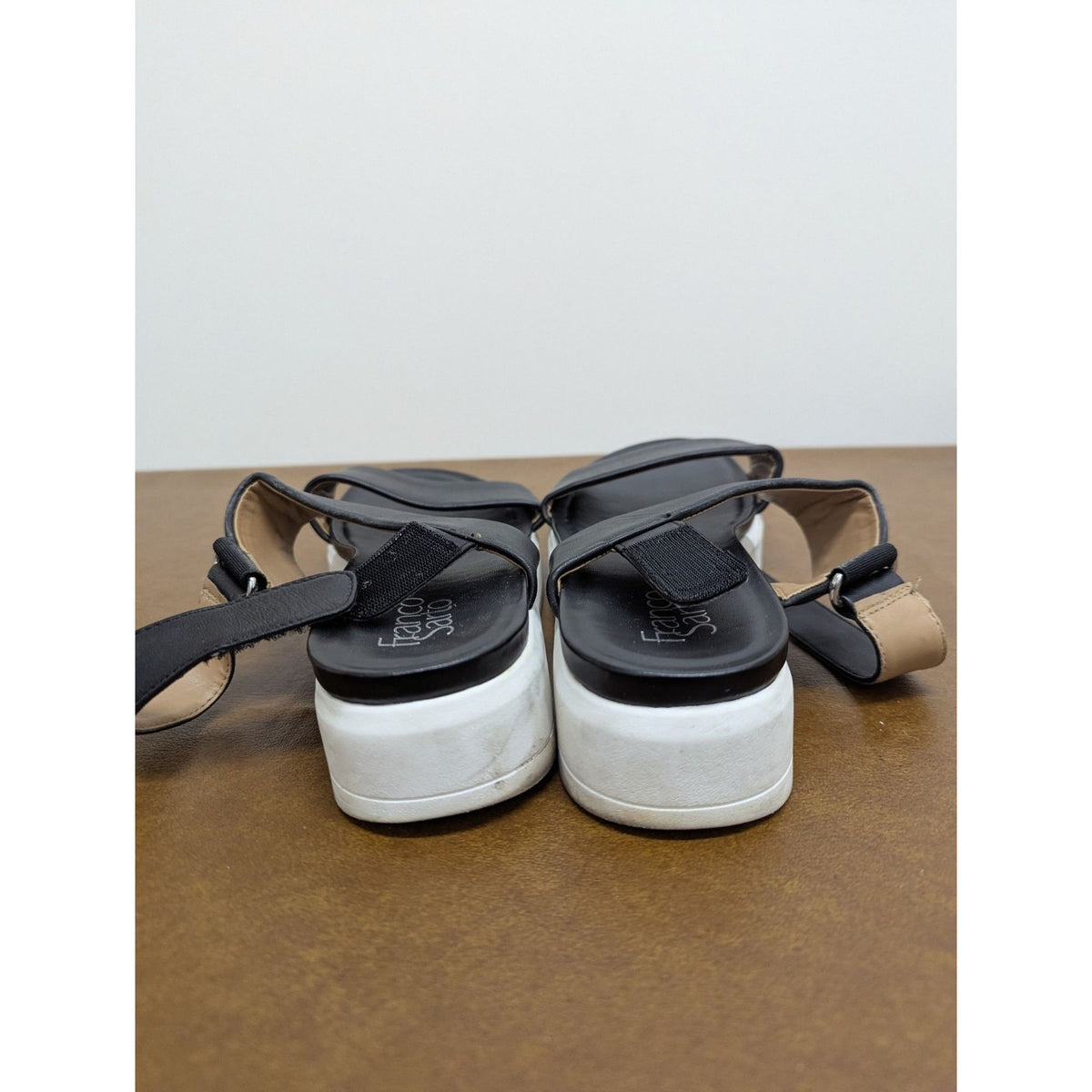 Franco Sarto Black Leather Strap Platform Sandals Size 11M