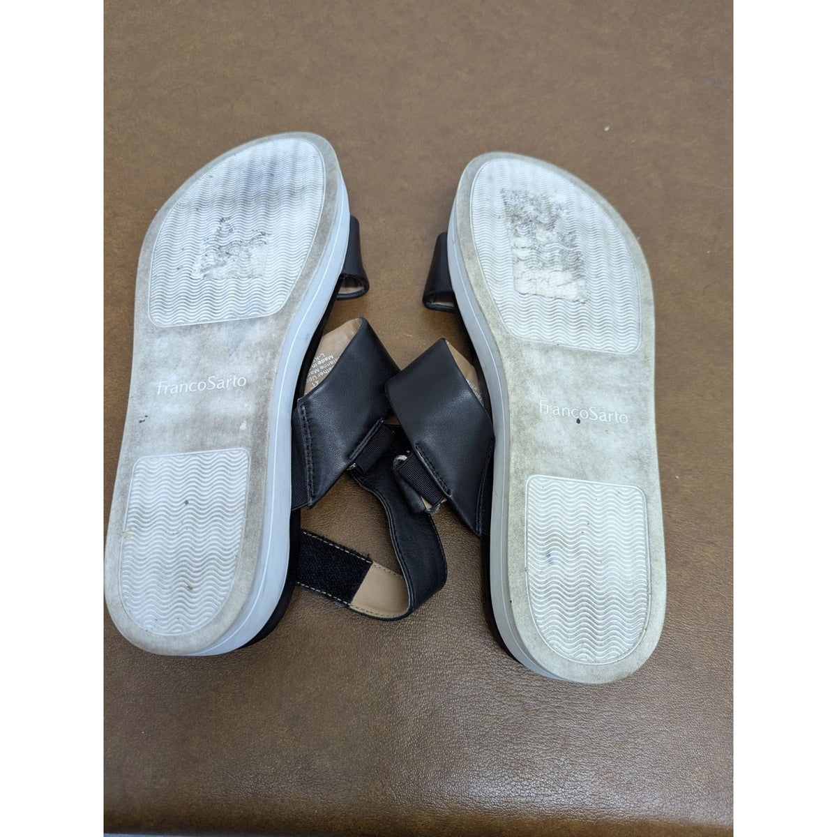 Franco Sarto Black Leather Strap Platform Sandals Size 11M