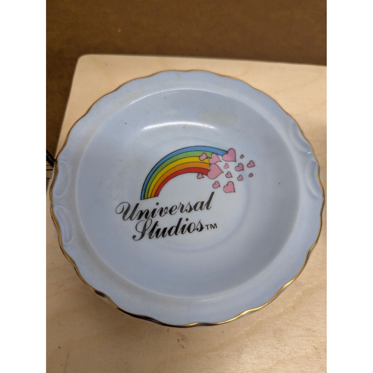 Vintage Universal Studios Rainbow Ceramic Pitcher & Plate Set Blue Collectible
