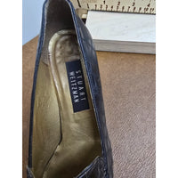 Stuart Weitzman Crocodile Embossed Leather Block Heel Loafers