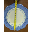 Pfaltzgraff Set Of 2 Blue Scalloped Plates With Floral Pattern 12" & 10" Diameter Ceramic Dinnerware
