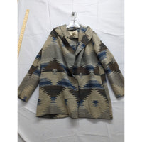 Cripple Creek Hooded Southwestern-Style Open Front Jacket Medium 100% Polyester