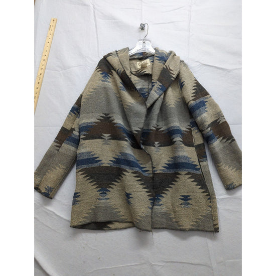 Cripple Creek Hooded Southwestern-Style Open Front Jacket Medium 100% Polyester