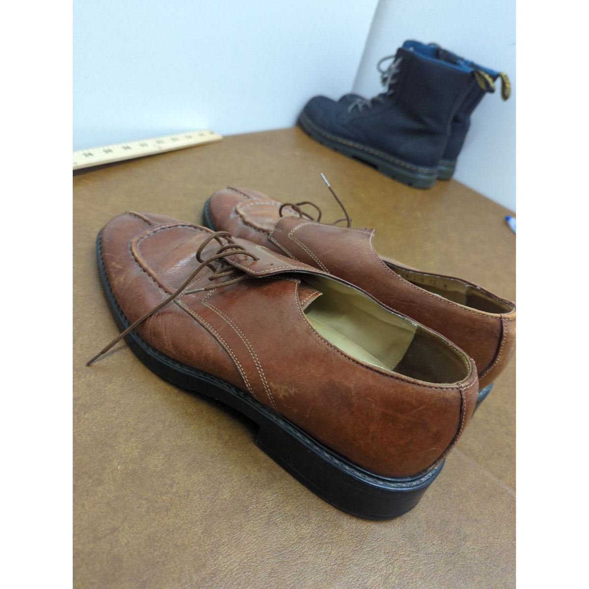Adolfo Mens Brown Leather Lace-Up Dress Shoes Size 13 M Made In Italy