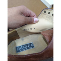 Adolfo Mens Brown Leather Lace-Up Dress Shoes Size 13 M Made In Italy