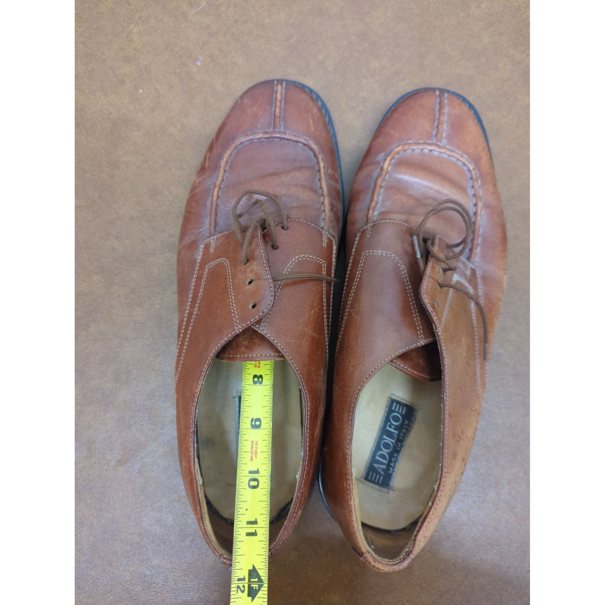 Adolfo Mens Brown Leather Lace-Up Dress Shoes Size 13 M Made In Italy