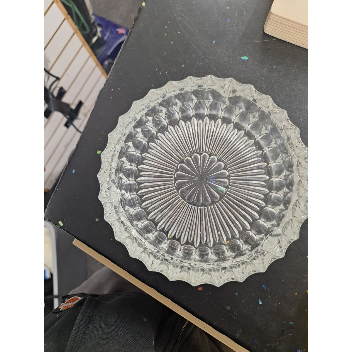 Vintage Clear Glass Crystal Cut Candy Dish Plate