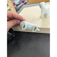Vintage Porcelain Dog Figurines Set Of 2 Blue & White Japan Stamped Collectibles