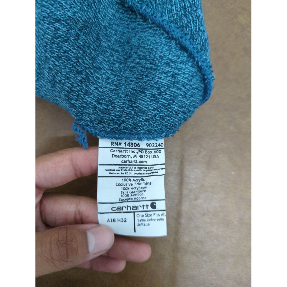 Carhartt Mens Blue Knit Beanie Hat One Size Acrylic Winter Made In USA