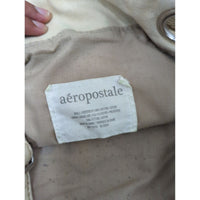 Aeropostale Beige Canvas Crossbody Bag With NY Crest Logo Design