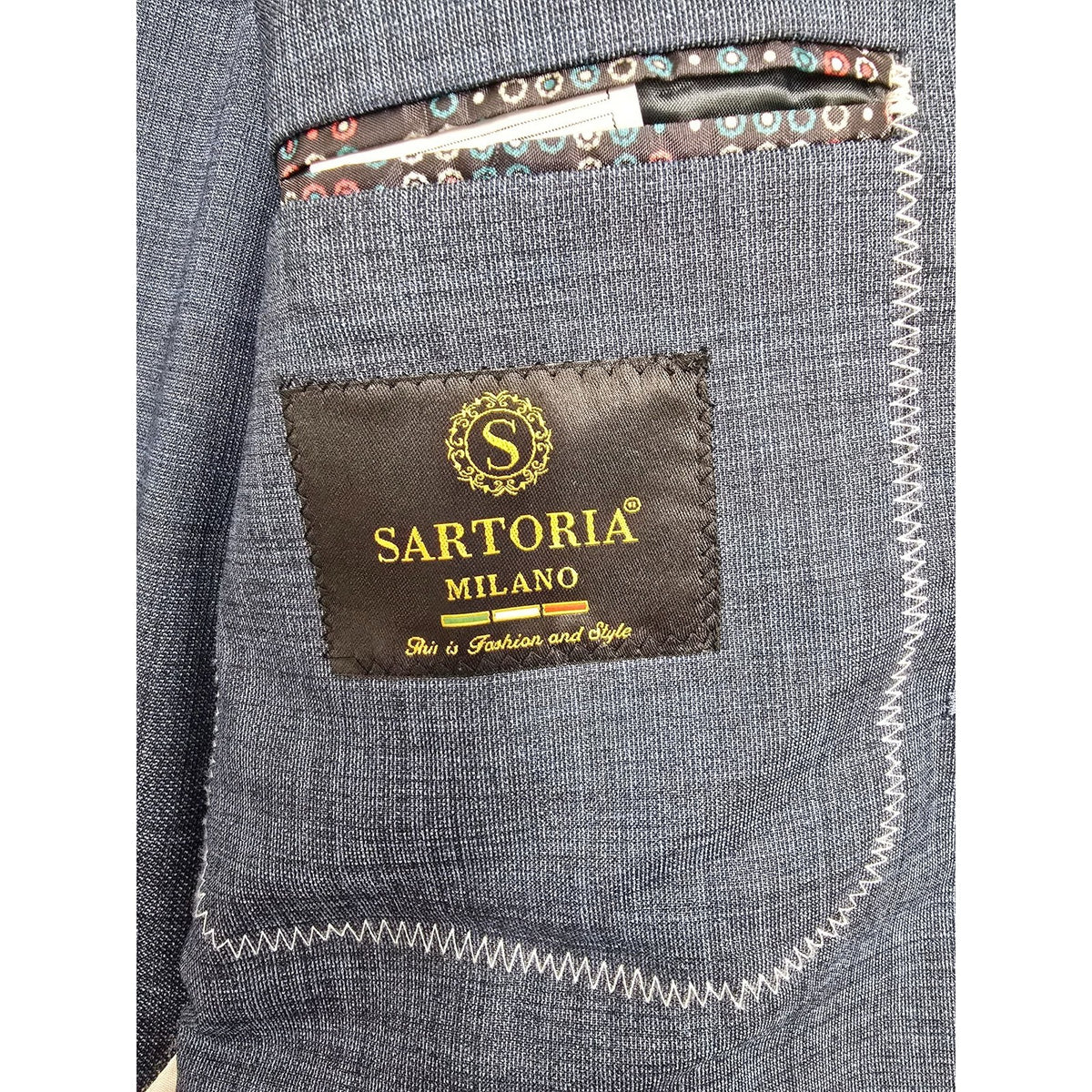 Sartoria Milano Blue Suit Jacket Italy w Shirt, Pants, Ties, and Cufflinks