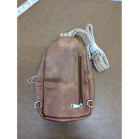 Cluci Brown Faux Leather Mini Crossbody Bag With Adjustable Strap & Multiple Zippered Compartments