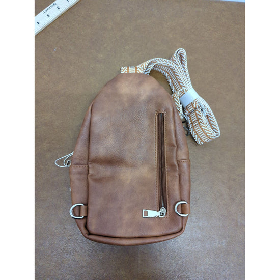 Cluci Brown Faux Leather Mini Crossbody Bag With Adjustable Strap & Multiple Zippered Compartments