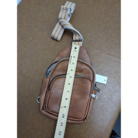 Cluci Brown Faux Leather Mini Crossbody Bag With Adjustable Strap & Multiple Zippered Compartments