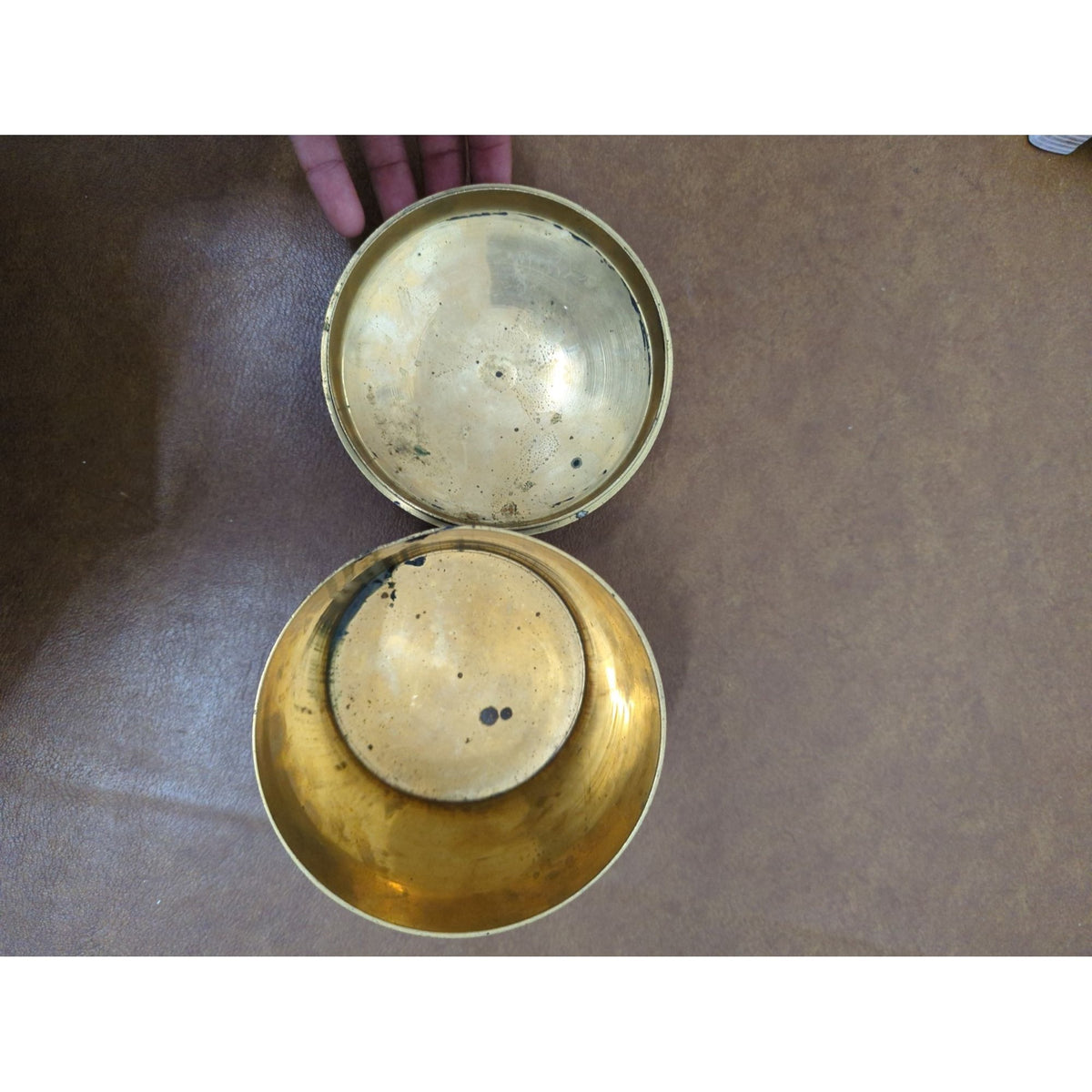 Brass Floral Enamel Trinket Box With Lid Made In India 3 Inches Tall