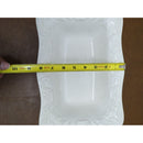 White Rectangular Ceramic Serving Dish With Embossed Floral Design By Bizzirri Made In Italy 10.5" x 6.5"