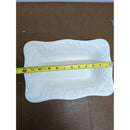 White Rectangular Ceramic Serving Dish With Embossed Floral Design By Bizzirri Made In Italy 10.5" x 6.5"