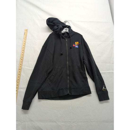 Nike Air Jordan Black Full-Zip Hoodie With Pockets & Graphics Mens Size XL