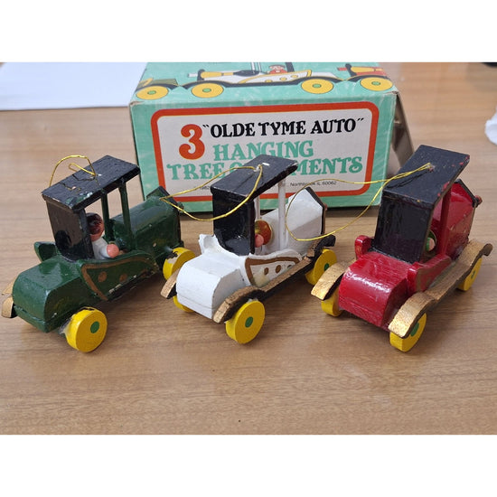 3 "Olde Tyme Auto" Hanging Tree Ornaments By Giftco Inc