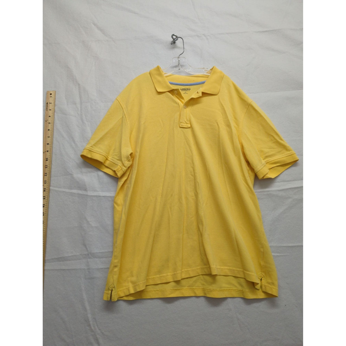 Lands End Mens Yellow Polo Shirt Traditional Fit Size Large