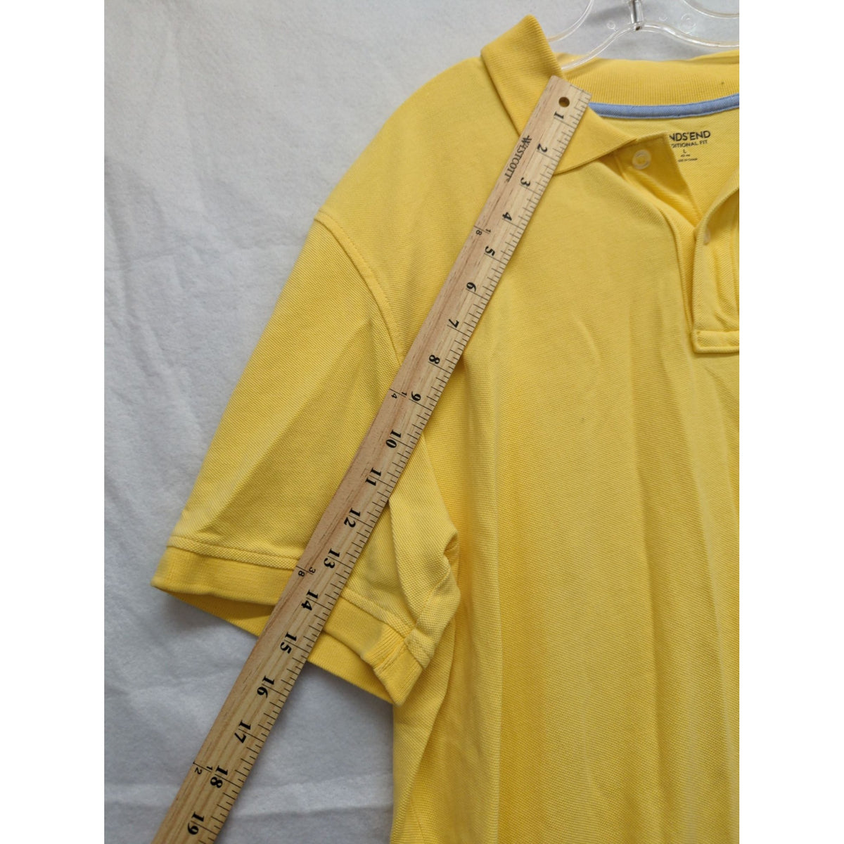 Lands End Mens Yellow Polo Shirt Traditional Fit Size Large