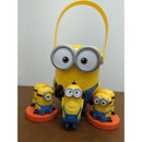 Despicable Me Minions Toy Storage Bucket With 3 Figurines - Yellow & Blue - 10" Tall