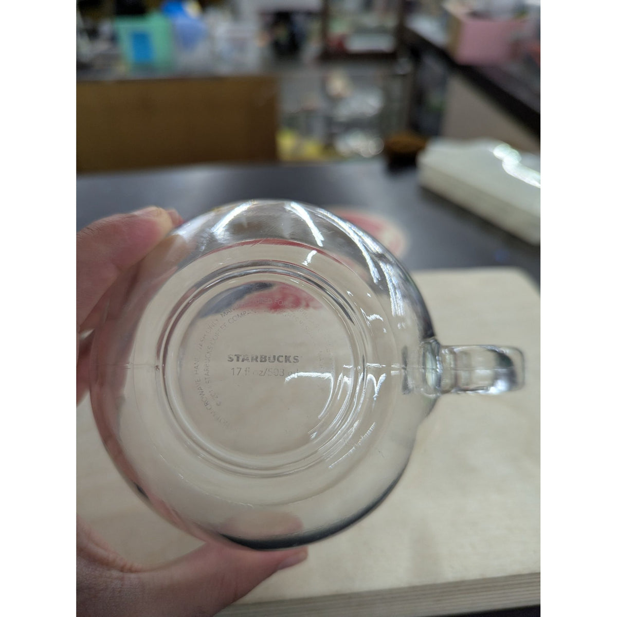 Starbucks Holiday 17 Oz Clear Glass Mug With Etched Tree Design