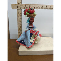 Vintage St. Maarten Chiquita Doll With Tomatoes & Striped Dress Display Figurine