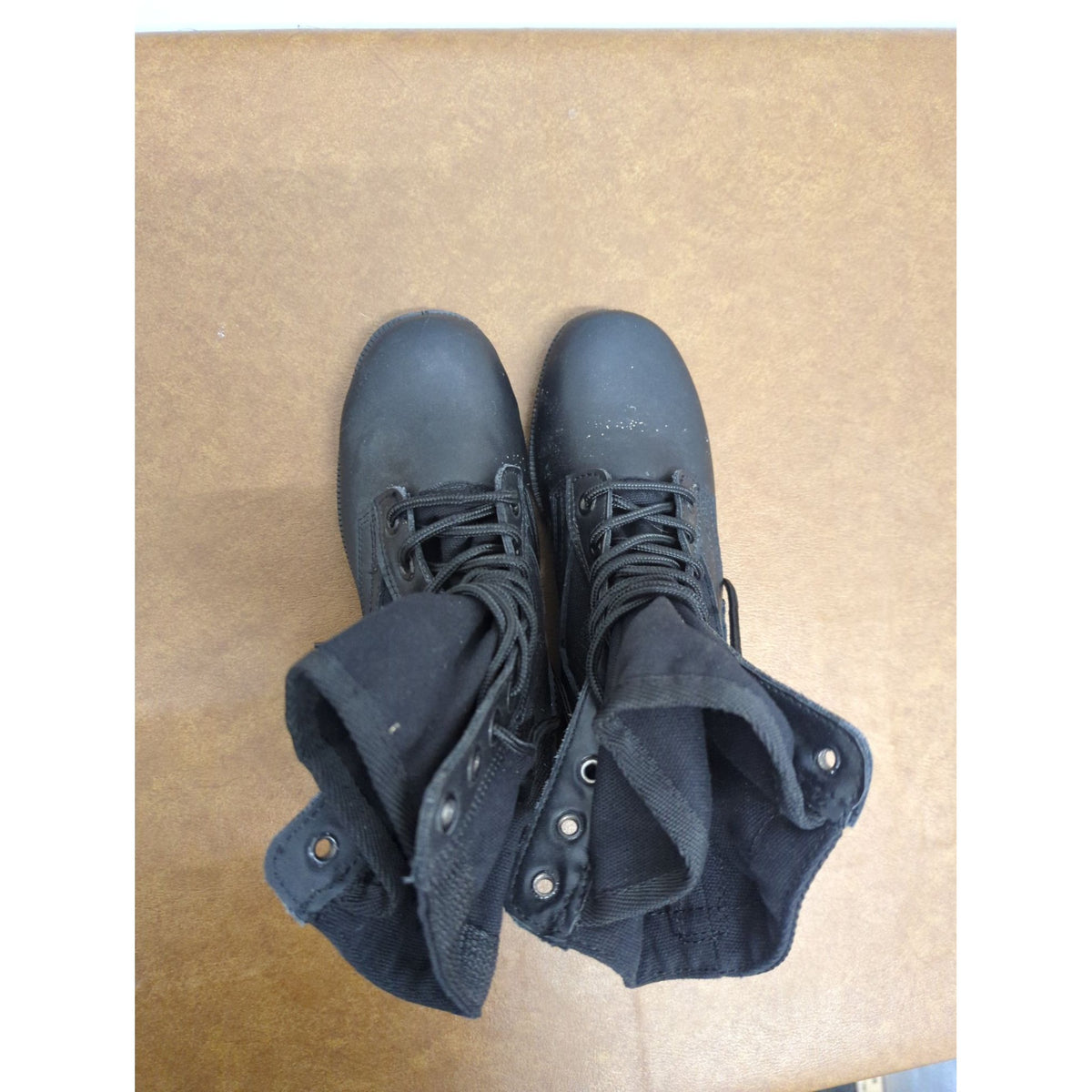 Black Tactical Combat Boots Size 5 Durable Rubber Sole Military Style Heavy Duty