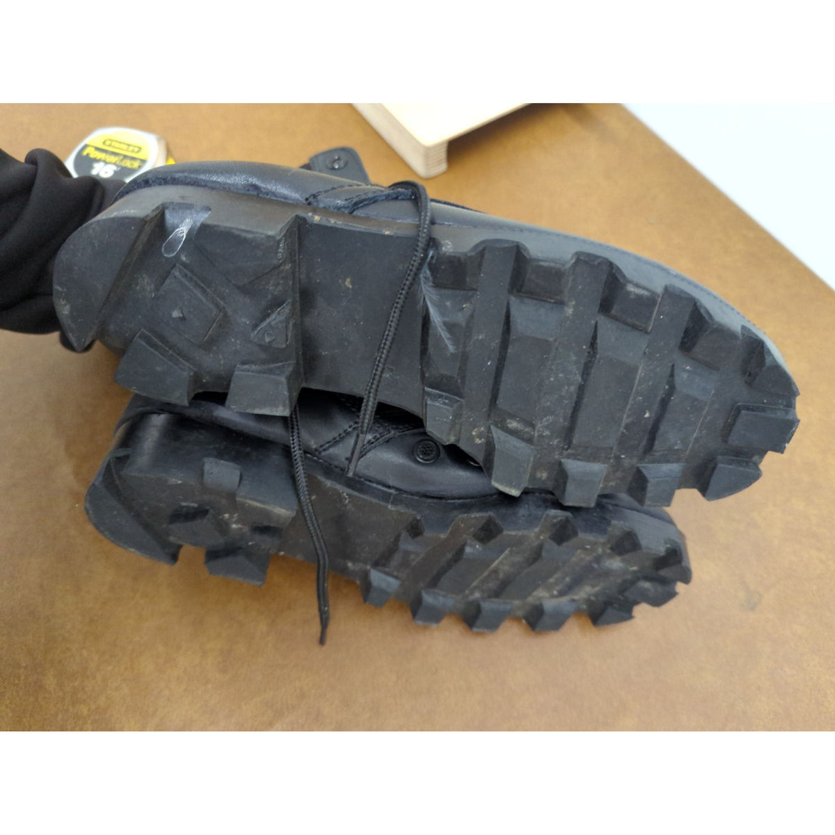 Black Tactical Combat Boots Size 5 Durable Rubber Sole Military Style Heavy Duty