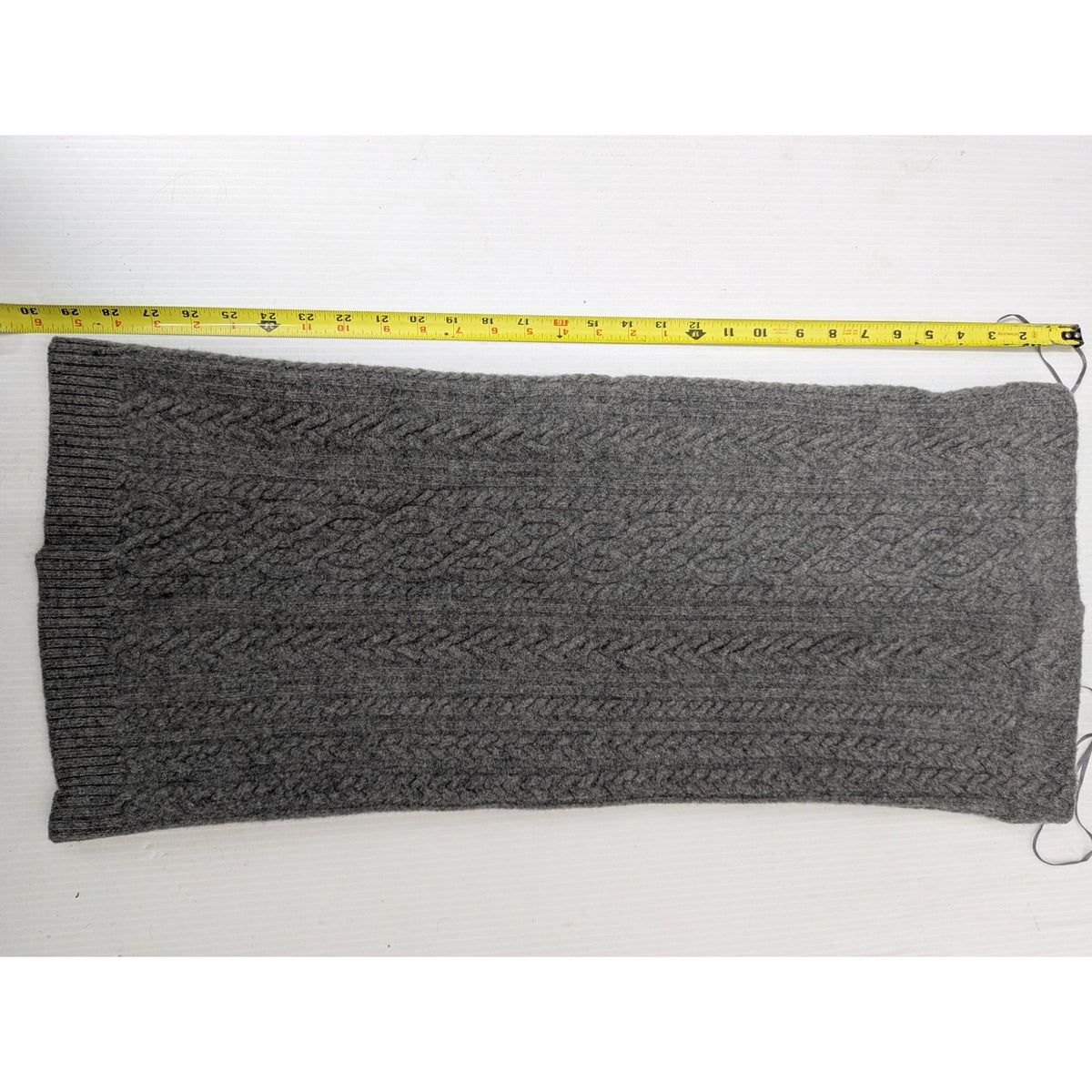 Lauren Ralph Lauren Gray Cable Knit Wool Blend Neck Warmer Scarf XS