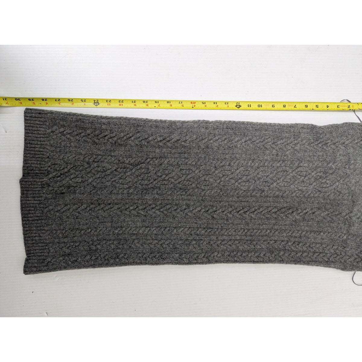 Lauren Ralph Lauren Gray Cable Knit Wool Blend Neck Warmer Scarf XS