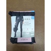 Serra Ladies Faux Leather Leggings With Contoured Waistband & Smoothing Fit Size L Black