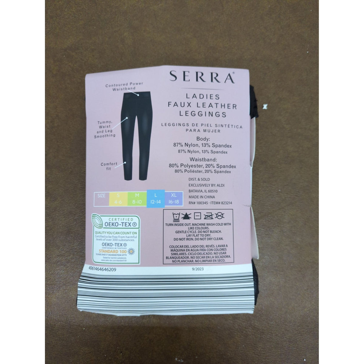 Serra Ladies Faux Leather Leggings With Contoured Waistband & Smoothing Fit Size L Black