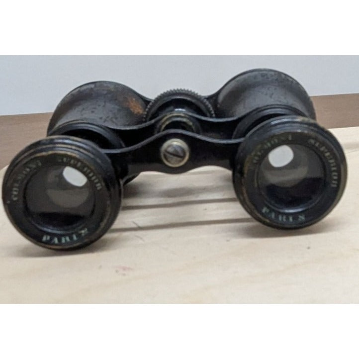 Vintage Black Antique Field Binoculars With Leather Finish